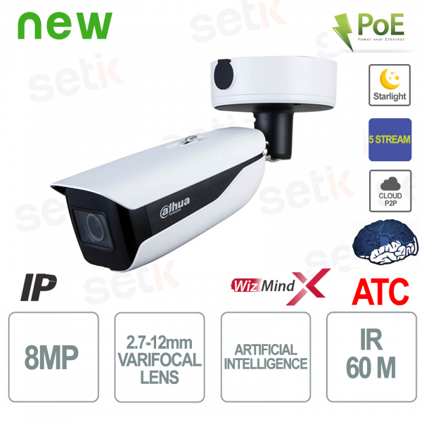 8 MP motorisierte AI PoE IP-Bullet-Kamera 5 Stream WizMindX ATC – Dahua