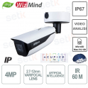 Caméra IP bullet 4MP IR60M - Focale variable 2,7 mm-12 mm WizMind - IA - Dahua