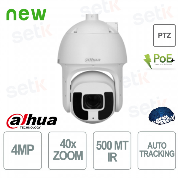 Cámara IP PTZ con seguimiento automático IR 4MP 40X Starlight Speed Dome IR 500M - Dahua