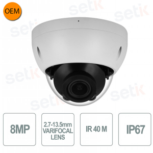 Telecamera IP Dome Network 8MP CMOS 1/2.7 ottica varifocale 2.7-13.5mm - DAHUA