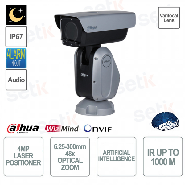 Posizionatore IP ONVIF® 4MP - Zoom Ottico 48x 6.25-300mm IR 1000m - Intelligenza artificiale