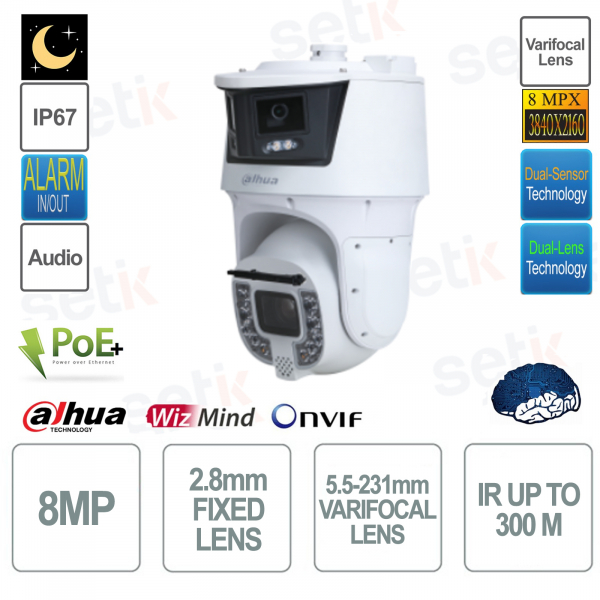 Caméra IP PTZ à suivi automatique Starlight 8MP 42X double lumière IR 300M - Dahua