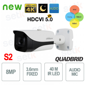 Telecamera Dahua 8MP 4K 3.6mm Starlight Audio Versione S2