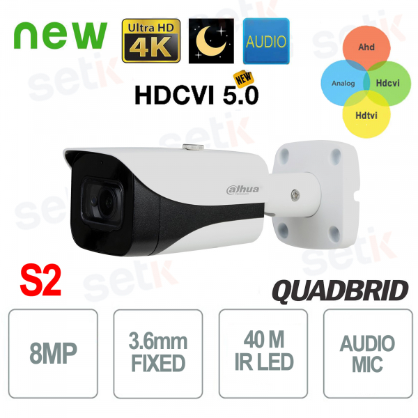 Dahua 4K HDCVI Starlight Camera with WDR, 40m IR, and Integrated Audio
