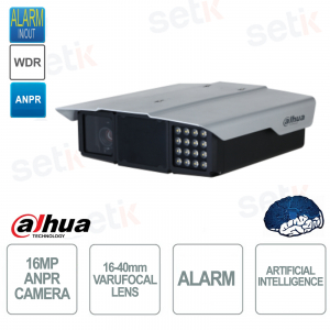 Telecamera per il traffico AI ANPR - 16MP - Ottica 16-40mm - LED IR 23-30m - Copertura 5 Corsie - IP66 - Dahua