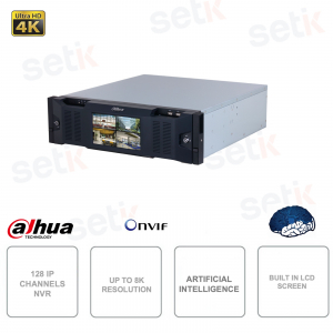 NVR 128 canales IP ONVIF - Pantalla LCD - Inteligencia artificial - 16HDD 20TB