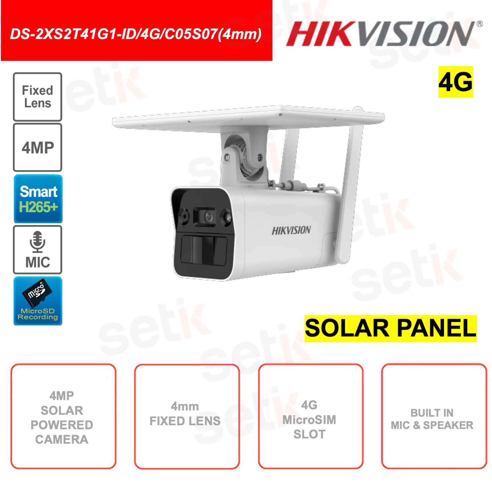 DS-2XS2T41G1-ID/4G/C05S07(4mm) Solar Powered Bullet Camera 4MP