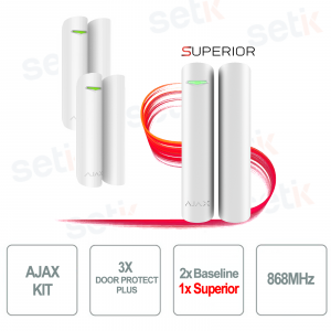 AJAX Promo PRUEBA Superior Plus Kit Blanco | 2 sensores de alarma Door Protect Plus Jeweller Baseline + 1 sensor Superior