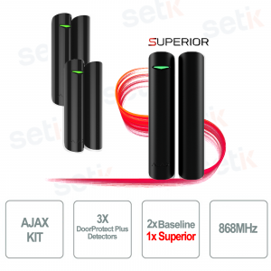 Kit AJAX Promo TRY Superior Plus Black | 2x Sensori Allarme Door Protect Plus Jeweller Baseline + 1x Superior