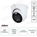 4in1 Eyeball Outdoor Camera - 5MP - IR 40m - 2.8mm Fixed Lens - Microphone - S2 - Dahua