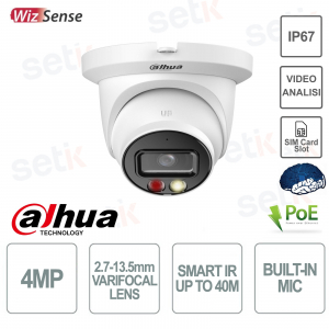 4MP IP Dome Camera 2.7-13.5mm Varifocal Lens WizSense with Video Analytics - Dahua