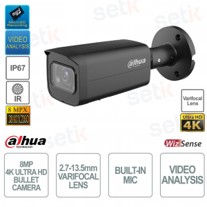 POE ONVIF® Bullet IP-Kamera – 8 MP – 2,7–13,5 mm – Videoanalyse – Schwarz