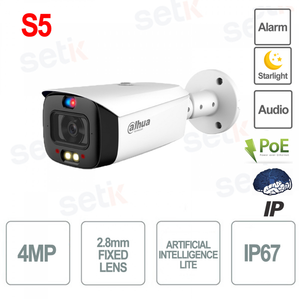 Cámara Bullet S5 AI Lite IP ONVIF® PoE 4MP 2.8mm versión Starlight - Dahua