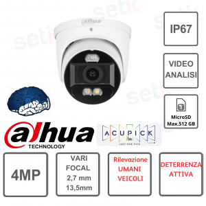 4MP Varifocal Lens Camera 2.7-13.5mm Smart Dual Light Active Deterrence - Dahua