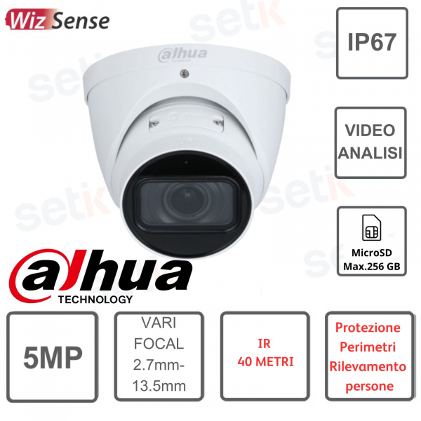 Caméra IP 5MP IR Vari-focale 2,7-13,5mm Eyeball IA IR40m - Dahua