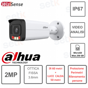 Cámara tipo bala IP inteligente de doble luz con lente fija de 2 MP y 3,6 mm IR60M - Dahua