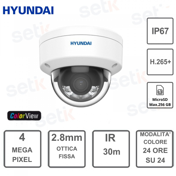 Cámara domo IP Hyundai ColorView de 4 MP, óptica de 2,8 mm, IR30 m