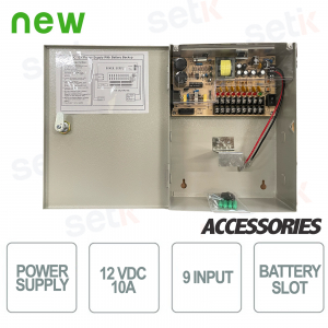 Caja de fuente de alimentación 12V 10A - 9 conexiones - Preparación de la batería - Setik