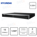 NVR Hyundai 16 Canali-fino a 12 MP-Banda Ingresso-Uscita 160Mbps