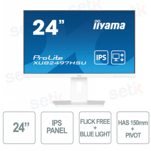 IIYAMA - Monitor 24 Pulgadas - FullHD 1080p @100Hz - TIENE 150mm + PIVOT de rotación en ambos lados - Blanco