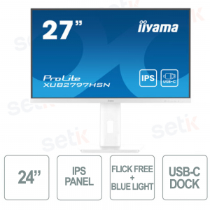 Prolite Monitor 27 Inch IPS FULL HD 1ms Flicker Free Speaker Has + Pivot - USB-C White - IIYAMA