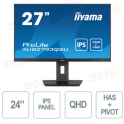 Iyama Monitor - QHD 2560x1440 - 27 Inch - 100Hz - 1ms - Speakers - HDMI - DisplayPort - Has - Pivot