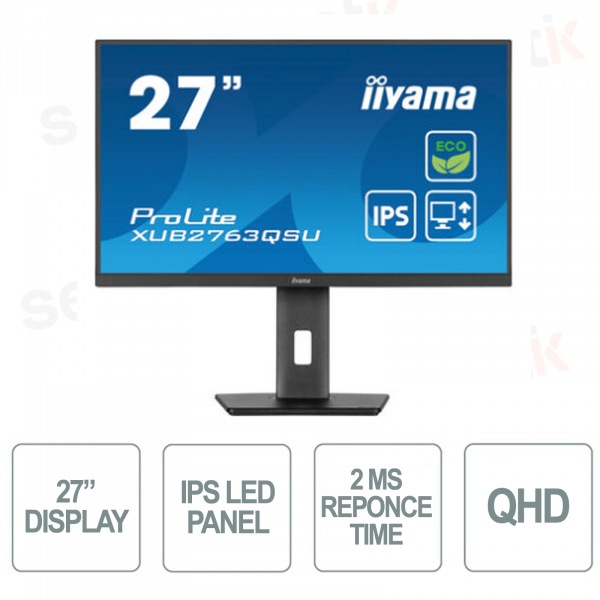 Monitor IIYAMA Prolite de 27 pulgadas IPS LED QHD 100 Hz tiene 150 mm