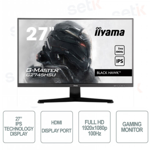 IIYAMA G2745HSU-B2 Gaming Monitor - 27 Inch - IPS LED Technology - 1080p - 1MS MPRT