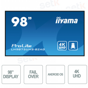 Moniteur iiyama 98 pouces 4k UHD IPS - Système d'exploitation Android - iiSignage - FailOver - OPS PC SLOT