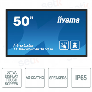 Moniteur à écran tactile iiyama VA 4k UHD 50 pouces 40 points