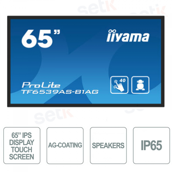 65 Inch IPS LED 4K UHD Touchscreen 40 Points Monitor IP65 Speaker - IIYAMA