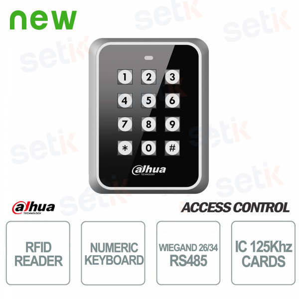 Lettore RFID IC 125KHz Wiegand RS485 con tastiera - Dahua