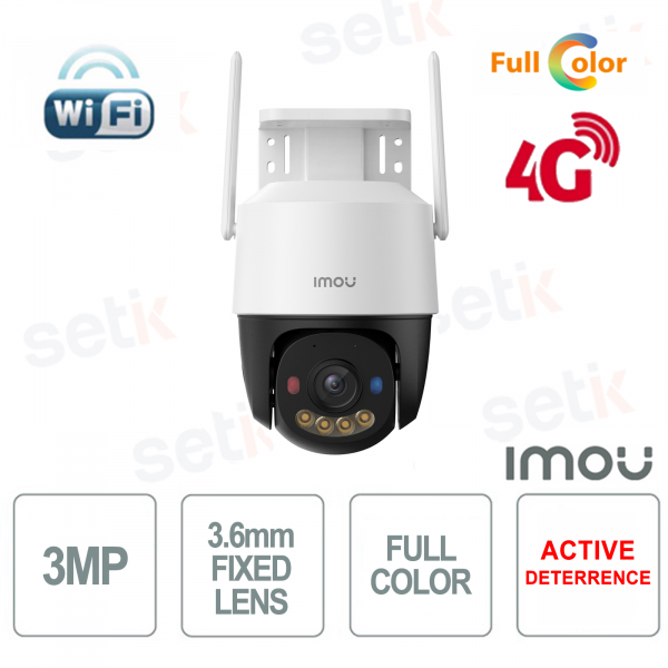 Caméra IP sans fil Cruiser SC 4G 3MP 2K couleur 3,6 mm PT et Wi-Fi - Imou