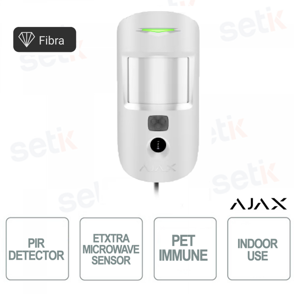 Détecteur de mouvement filaire intérieur à fibre optique Ajax Superior MotionCam (PhOD) avec capteur micro-ondes supplémentaire