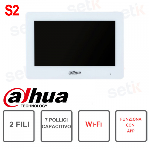 Monitor videocitofono 2 fili - WIFI - 7 pollici capacitIvo S2 - Dahua