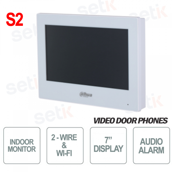 2 Wire and WIFI Indoor Monitor SIP 7 Inch Touch White S2 - Dahua