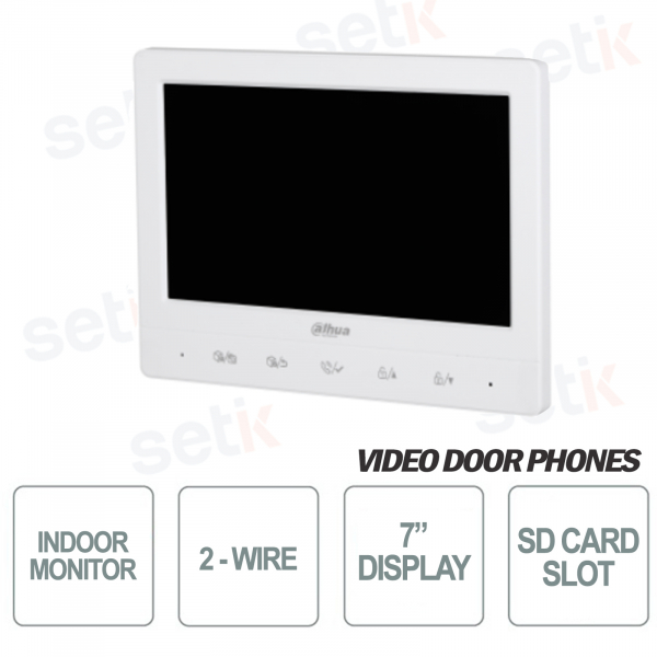 Internal station hybrid two-wire Monitor 7" MicroSD Slot White - Dahua