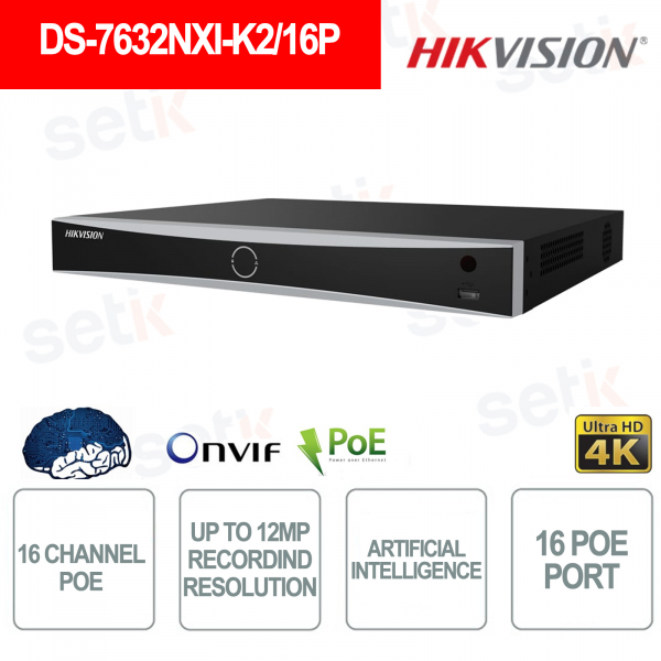 Hikvision NVR IP-Recorder 32 Kanäle – 16Ch Poe bis zu 12MP