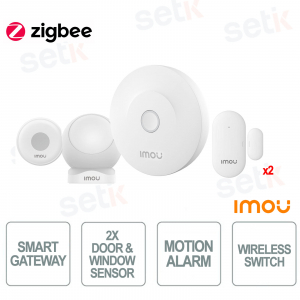 Kit d'alarme Zigbee 1x unité de contrôle ZG2 - 2x capteurs ZD1 - 1x capteur ZP1 & 1x ZE1 - IMOU