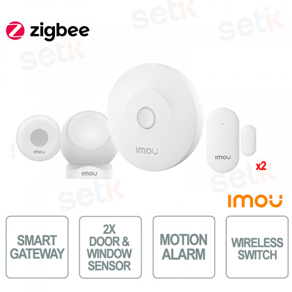 Kit Allarme Zigbee 1x Centralina ZG2 - 2x sensori ZD1 - 1x sensore ZP1 e 1x ZE1 - IMOU