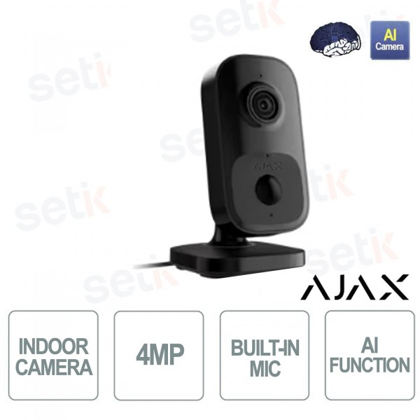 Ajax IndoorCam Noire – Caméra Wi-Fi d'intérieur avec IA, détecteur de mouvement PIR et HDR