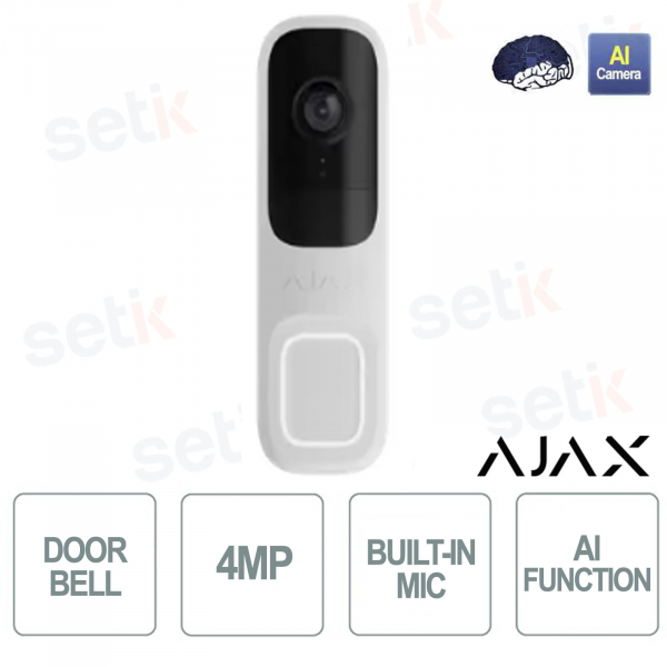 Ajax DoorBell White – Smart Video Intercom with AI, PIR, and HDR Camera
