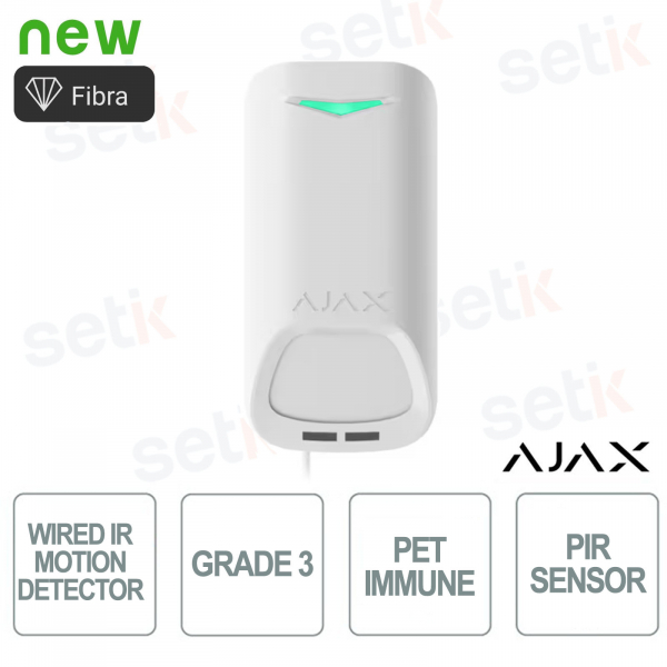 Ajax Superior MotionProtect Plus G3 Fibra Bianco – Sensore di Movimento PIR e Microonde Cablato con Anti-Masking Avanzato