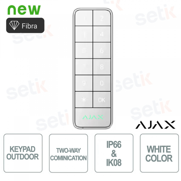 Superior KeyPad Outdoor Fiber White Wired Keyboard IP66 IK08 with Multiple Authentication and Tamper Protection - Ajax