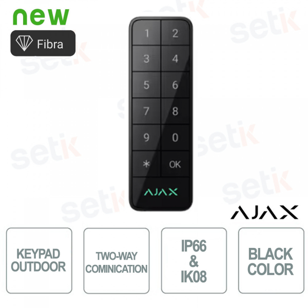 Superior KeyPad Outdoor Fiber Black Wired Keyboard IP66 IK08 with Multiple Authentication and Tamper Protection - Ajax