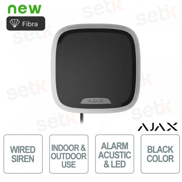 Superior Streetiren Plus Indoor and Outdoor Wired Fibre Siren - Black - Ajax