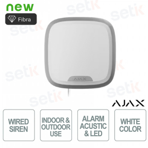 Superior StreetSiren Plus White Fiber Wired Siren 107dB IP54 Fiber 2000m Anti-sabotage Backup 2h - Ajax