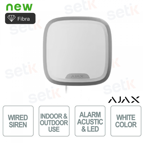 Superior Streetiren Plus Indoor and Outdoor Wired Fibre Siren - White Color - Ajax