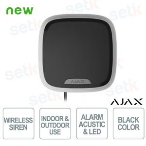 Superior StreetSiren Plus Jeweler – Sirène sans fil pour intérieur et extérieur – Noir – Ajax