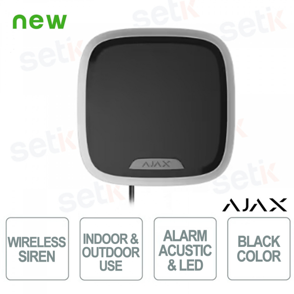 Superior StreetSiren Plus Jeweler - Wireless Siren for Indoor and Outdoor Use - Black - Ajax